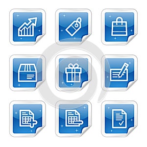 Shopping web icons, blue sticker series