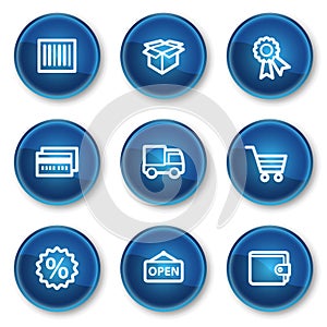 Shopping web icons set 2, blue circle buttons