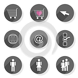 Shopping web world people flat modern icon set