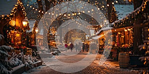 shopping, winter holidays and people concept - Christmas market souvenir shop on town hall square.