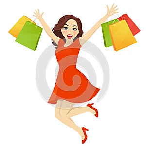 Shopping woman surprised