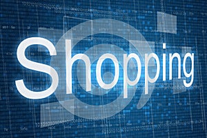 Shopping word on digital background photo