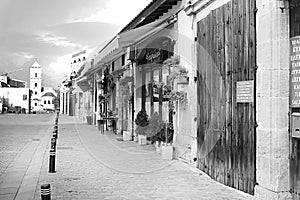 Shops on Pavlou Valsamaki street, a touristic street leading to The Church of Saint Lazarus, Larnaca, Cyprus