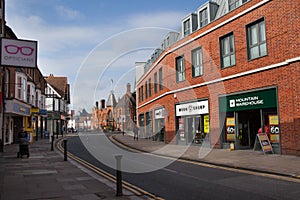 Shops on Peach Street in Wokingham in the UK