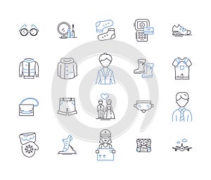 Shops and retail outline icons collection. Retailers, stores, shops, shoppes, malls, outlets, boutiques vector and