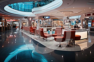 Shops in shopping mall or department store, Modern shopping mall building