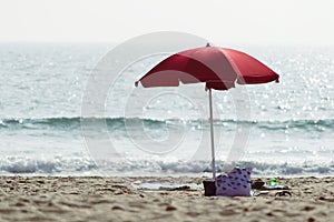 Shore and beach umbrella