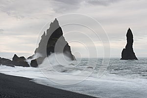 Shore with black sand in Iceland