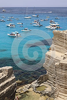 Shore of Cala Rossa in Favignana, Italy