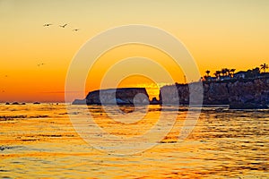 Shore Cliffs at sunset. Beautiful Pismo Beach, California coastline