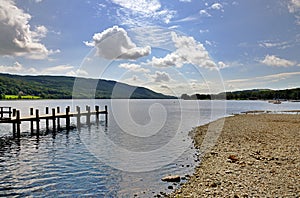 Shore of Coniston Water and jetty