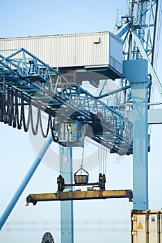 Shore crane loading containers