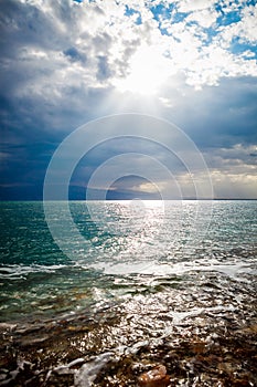 Shore of the Dead sea in Israel