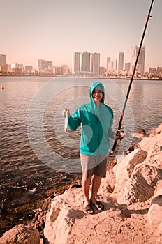 On shore fishing in the city