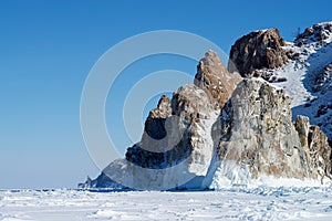 Shore of Lake Baikal in winter