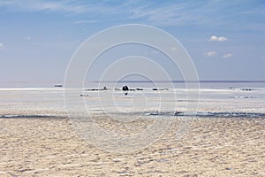 shore of lake Elton in Russia saline baths