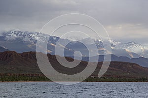 The shore of Lake Issyk-Kul, Kyrgyzstan