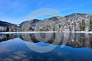 Shore of lake Jasna near Kranjska Gora, Gorenjska, Slovenia