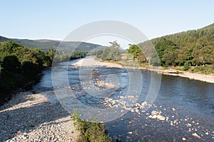 Shore of River Dee in Ballater in Aberdeenshire