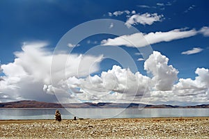 On the shore of Sacred Lake Rakshastal.