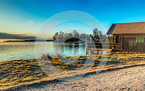 Shore of the Starnberger See in Tutzing, Germany