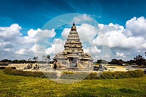 Shore temple built by Pallavas is UNESCOs World Heritage Site located at Mamallapuram or Mahabalipuram in Tamil Nadu, South India