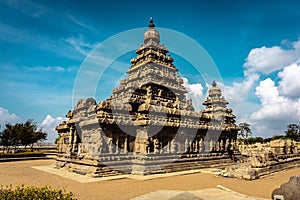 Shore temple built by Pallavas is UNESCOs World Heritage Site located at Mamallapuram or Mahabalipuram in Tamil Nadu, South India