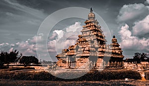 Shore temple built by Pallavas is UNESCOs World Heritage Site located at Mamallapuram or Mahabalipuram in Tamil Nadu, South India