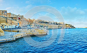 The shore of Valletta Grand Harbour, Malta