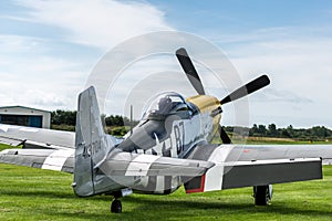 SHOREHAM-BY-SEA, WEST SUSSEX/UK - AUGUST 30 : North American P-51D Mustang 44-73149 at Shoreham-by-Sea airfield in West Sussex on