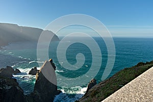 Shoreline of Cabo Ortegal, Galicia, Spain. Rocks, cliffs and the cantabrian sea