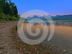 Shoreline of Lake McDonald at Glacier National Park, MT