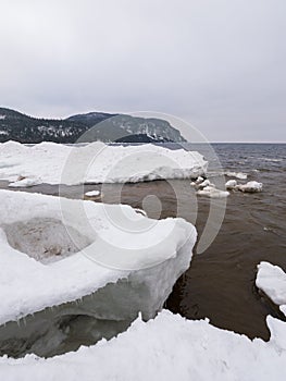 Shoreline of Lake Superior in winter