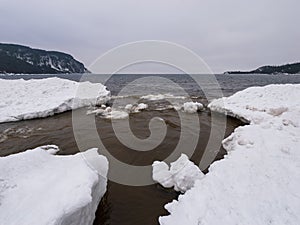 Shoreline of Lake Superior in winter photo