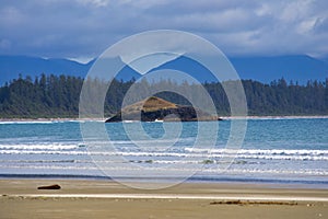 Shoreline at long beach in Tofino, Vancouver Island, BC