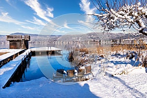 Shoreline of Maria WÃ¶rth at the WÃ¶rthersee, Carinthia, Austria