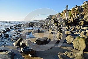 Shoreline at Mountain Street Beach in Laguna Beach, California.