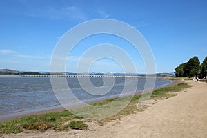 Shoreline River Kent estuary, Arnside viaduct, UK