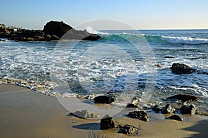 Shoreline at Woods Cove Beach in Laguna Beach, California.