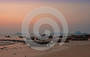 On the shores of the sea at twilight in Krabi, Thailand