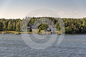 Shoreside home on the archipelago leading to Stockholm