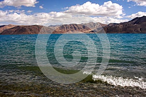 Shoreside view of Pangong Tso Lake