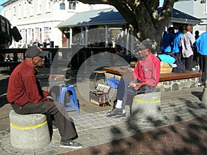 Short break during work of two musician