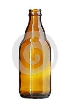 Short Brown Beer Bottle isolated on white background
