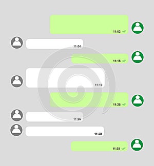 Short bubble message, social screen empty chat window dialog on dark background photo