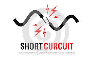 Short circuit with sparks vector electrical icon