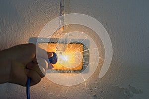 Short-circuiting resulting in sparks caused by substandard electrical appliances causing damage and danger