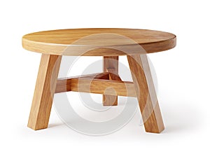 Short coffee table or stool isolated on white background. Clipping path included. 3D render.