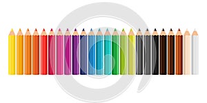 Short colored pencils lined up set