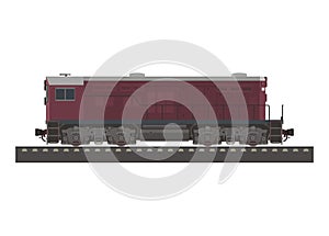 Short electric diesel locomotive. Simple flat illustration.